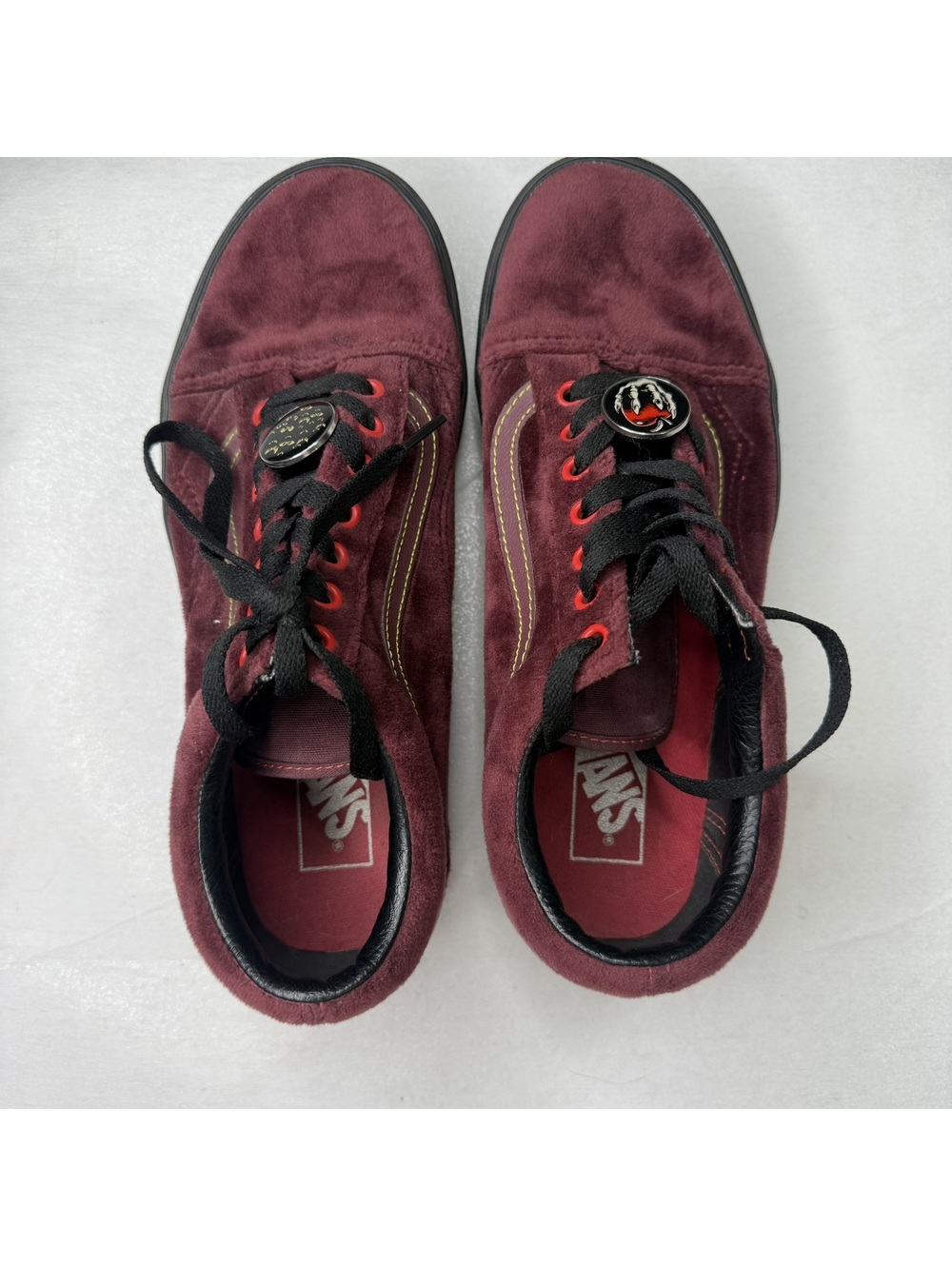 Vans Mens 8.5 Burgundy Suede Skate Shoes Magic Mirror Embroidered